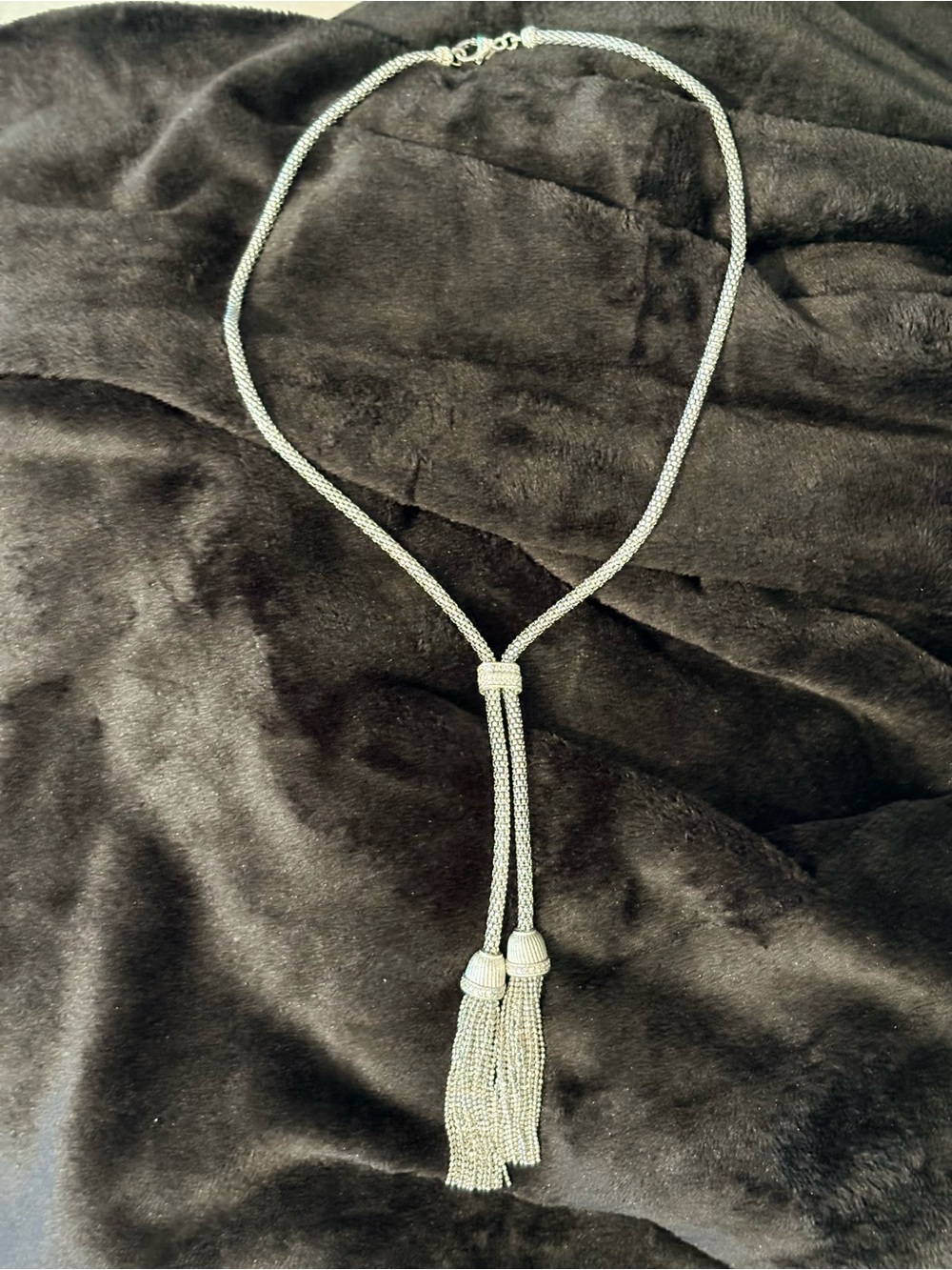Judith Ripka Sterling Silver CZ Verona Tassel Lariat Necklace